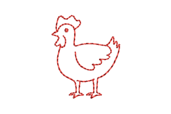 Chicken Outline Redwork
