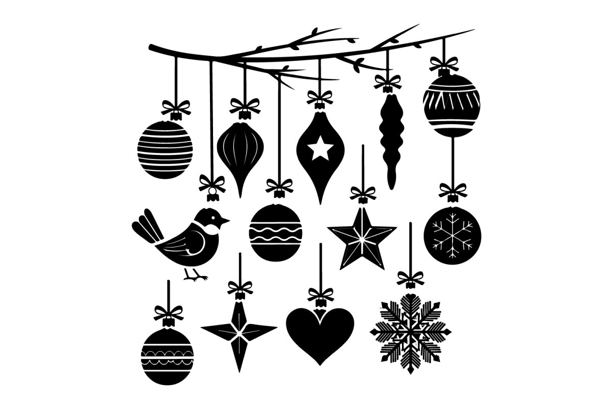 Christmas Ornaments Silhouette Hanging F