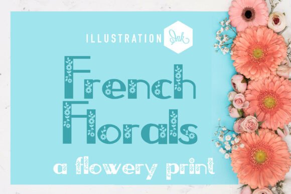 French Florals Font PNG with transparent background - Preview 1
