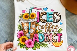 Iced Coffee Addict Sunflower Floral PNG Graphic by Aria Creates ...