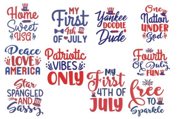 Patriotic USA Quotes Embroidery Bundle