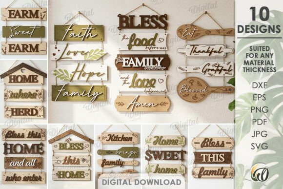Rustic Home Wall Decors Bundle Laser Cut Laser Cutting By Digital Idea