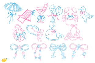 Summer Beach Line Art Clipart Bundle Graphic by Lemon.design · Creative ...