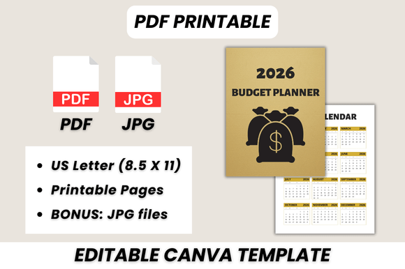 2026 Budget Planner Canva Template