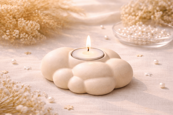 Cloud Candle Holder Stl Tealight Decor 3d Printing