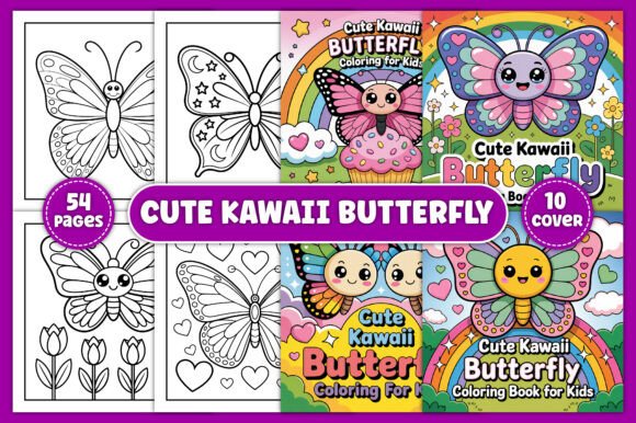 54 Cute Kawaii Butterfly Coloring Pages