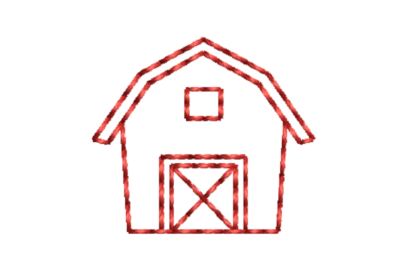 Farm Barn Outline Redwork
