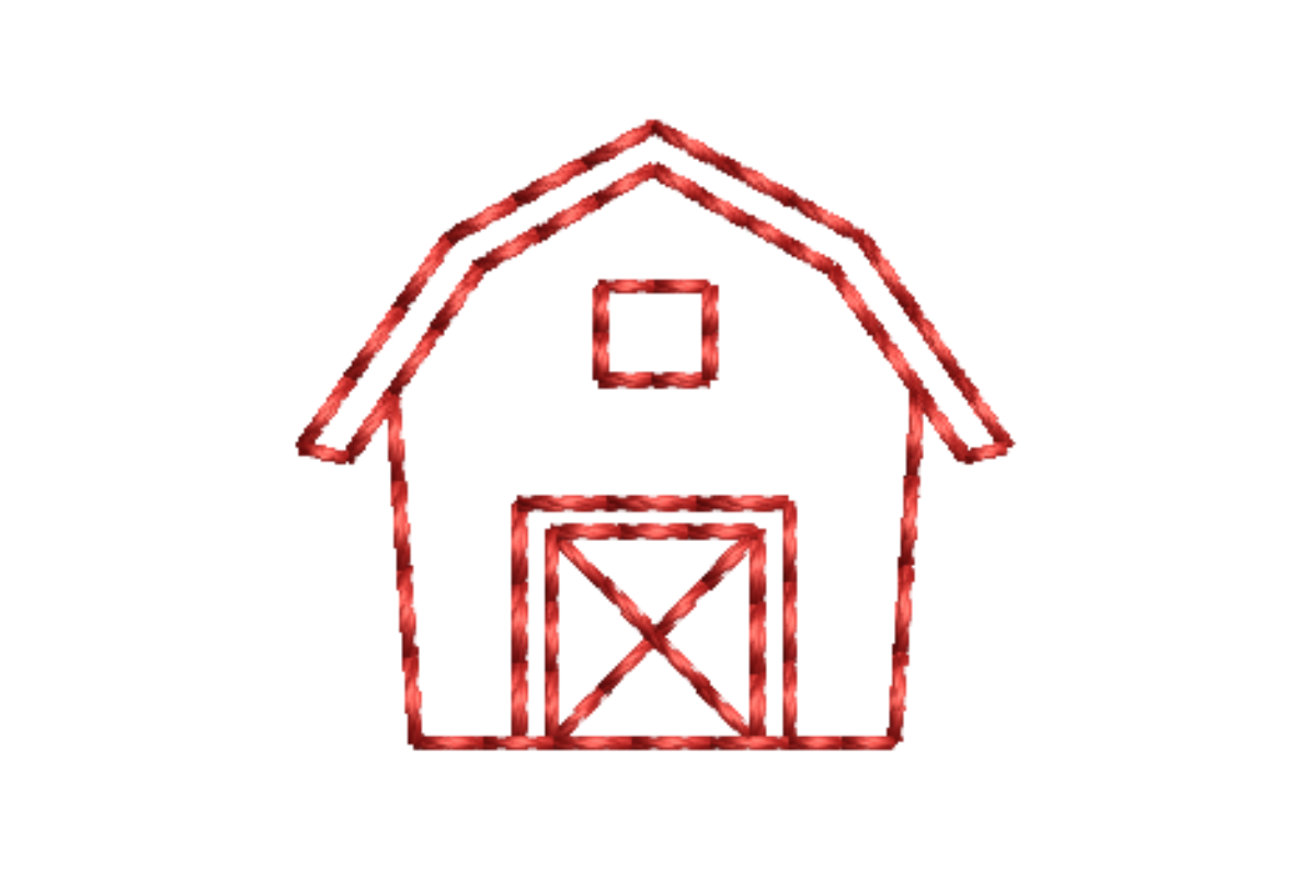 Farm Barn Outline Redwork
