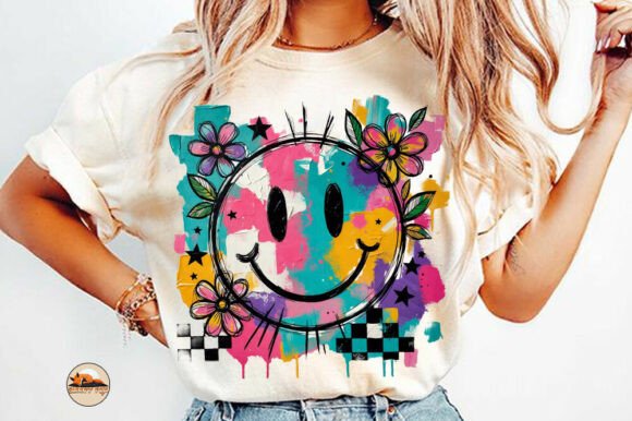 Floral Smiley Happy Face, Mental Health Graphic T-shirt Designs By SLEEPY FOX