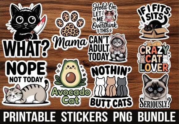 Funny Sassy Black Cat Kawaii Stickers Grafika Rękodzieła Przez Honey Prints