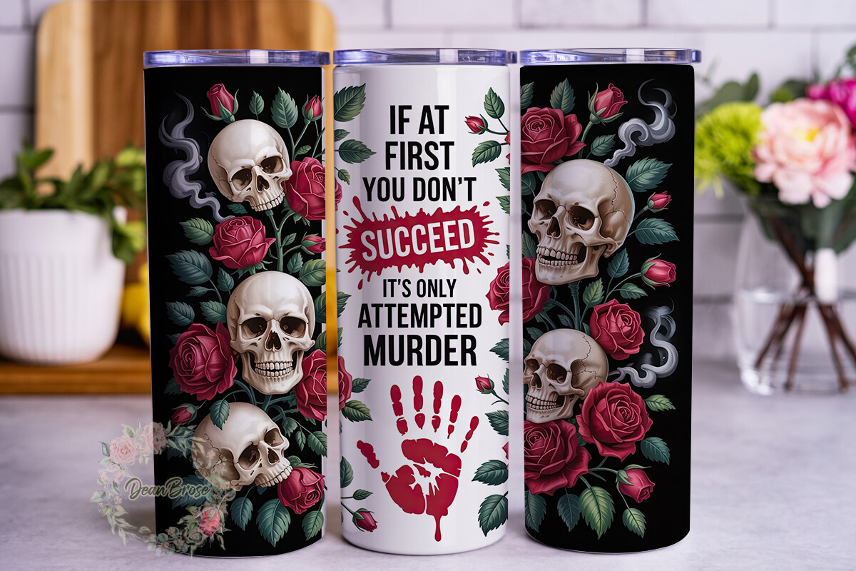 Gothic Skull Rose 20oz Tumbler Wrap