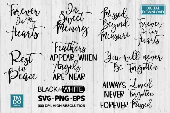 In Loving Memory Quotes Memorial Bundle multi-quote SVG collection