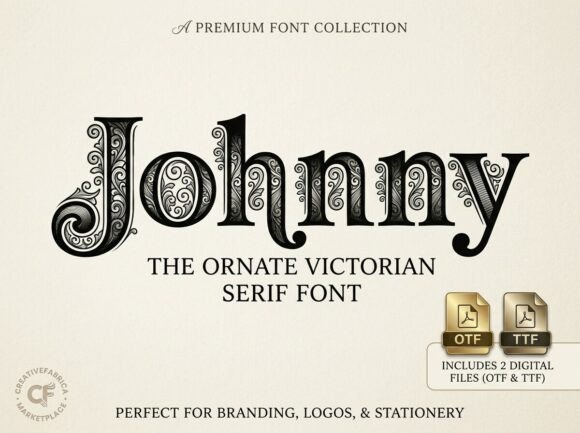 Preview specimen of Johnny decorative font
