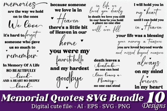 Memorial Quotes SVG Bundle
