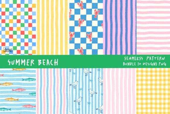 Summer Beach Hand Drawn Pattern Bundle Graphic Patterns By DSIGNS