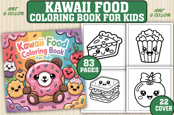 83 Kawaii Food Coloring Pages for Kids