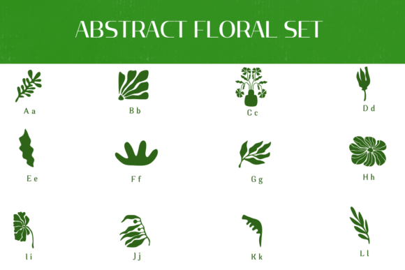 Abstract Floral Set Font PNG with transparent background - Preview 1