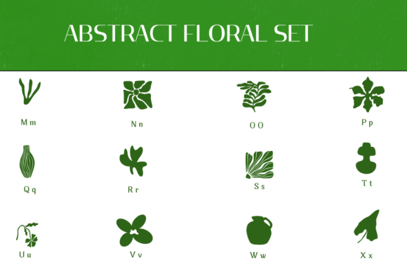 Abstract Floral Set Font PNG with transparent background - Preview 2