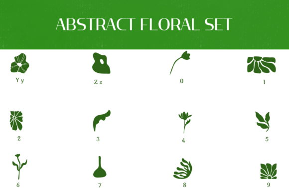 Abstract Floral Set Font PNG with transparent background - Preview 3