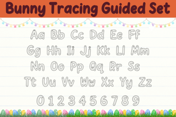 Bunny Tracing Guided Font PNG with transparent background - Preview 1