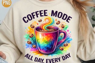 Coffee Mode Rainbow Splatter Mug PNG