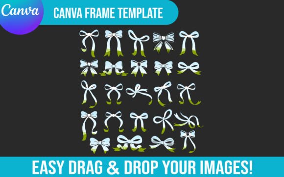 Coquette Bow Canva Frame Bundle Template