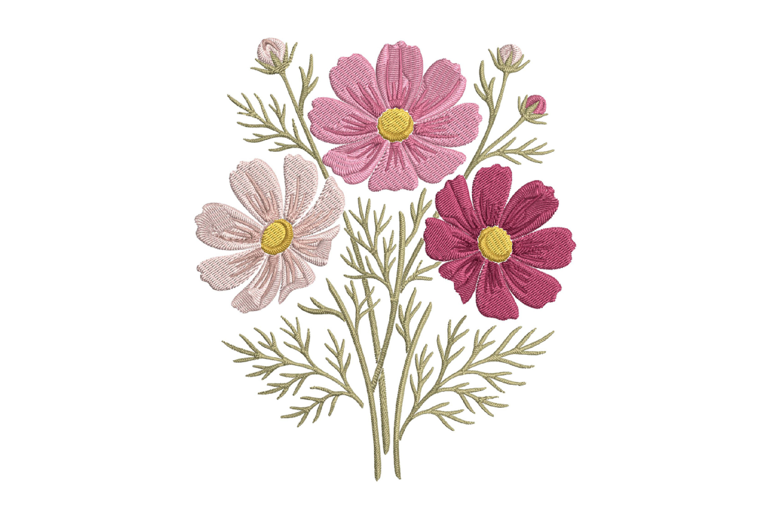 Cosmos Floral Embroidery Design