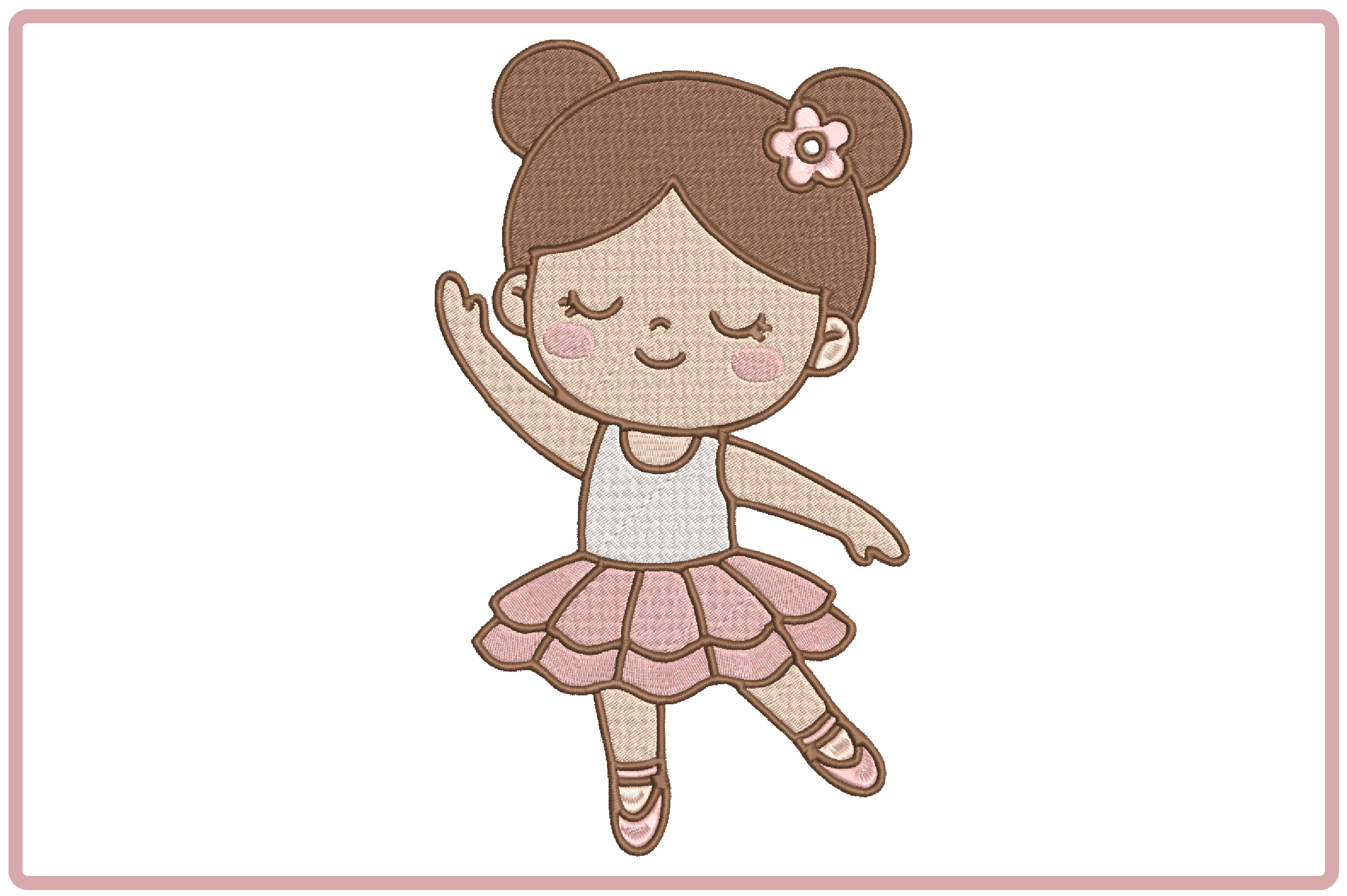 Cute Ballerina Girl Embroidery Design