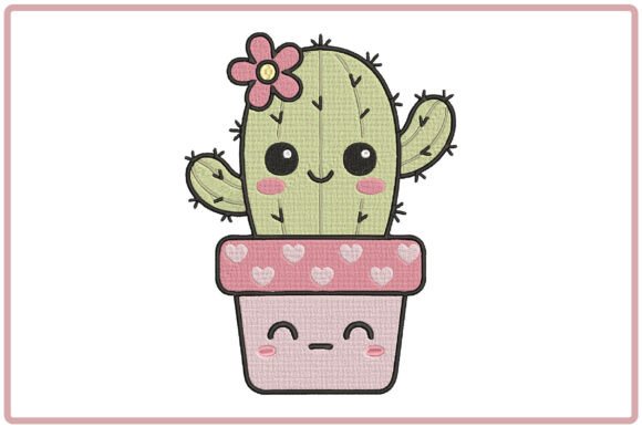Cute Cactus Embroidery Design