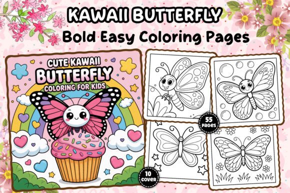 55 Cute Kawaii Butterfly Coloring Pages