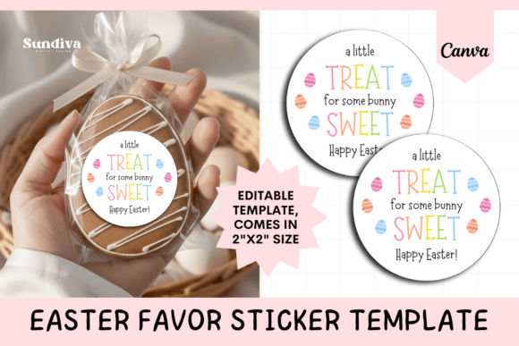 Easter Treat Round Sticker Template 4
