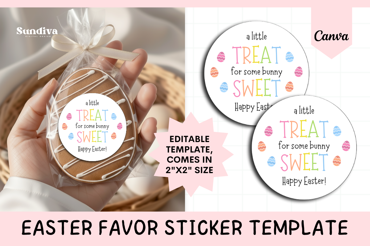 Easter Treat Round Sticker Template 4