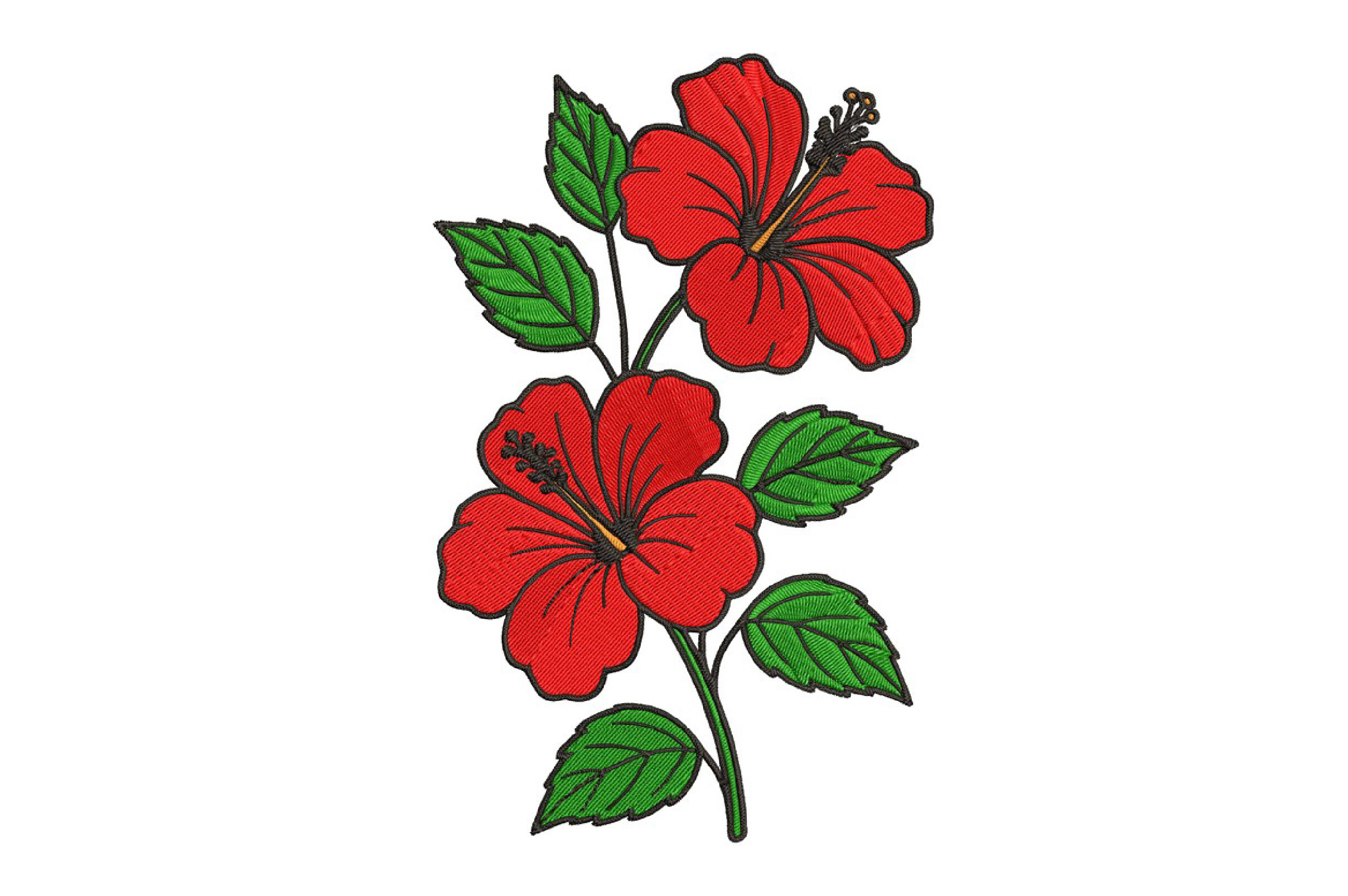 Hibiscus Flower Embroidery Design