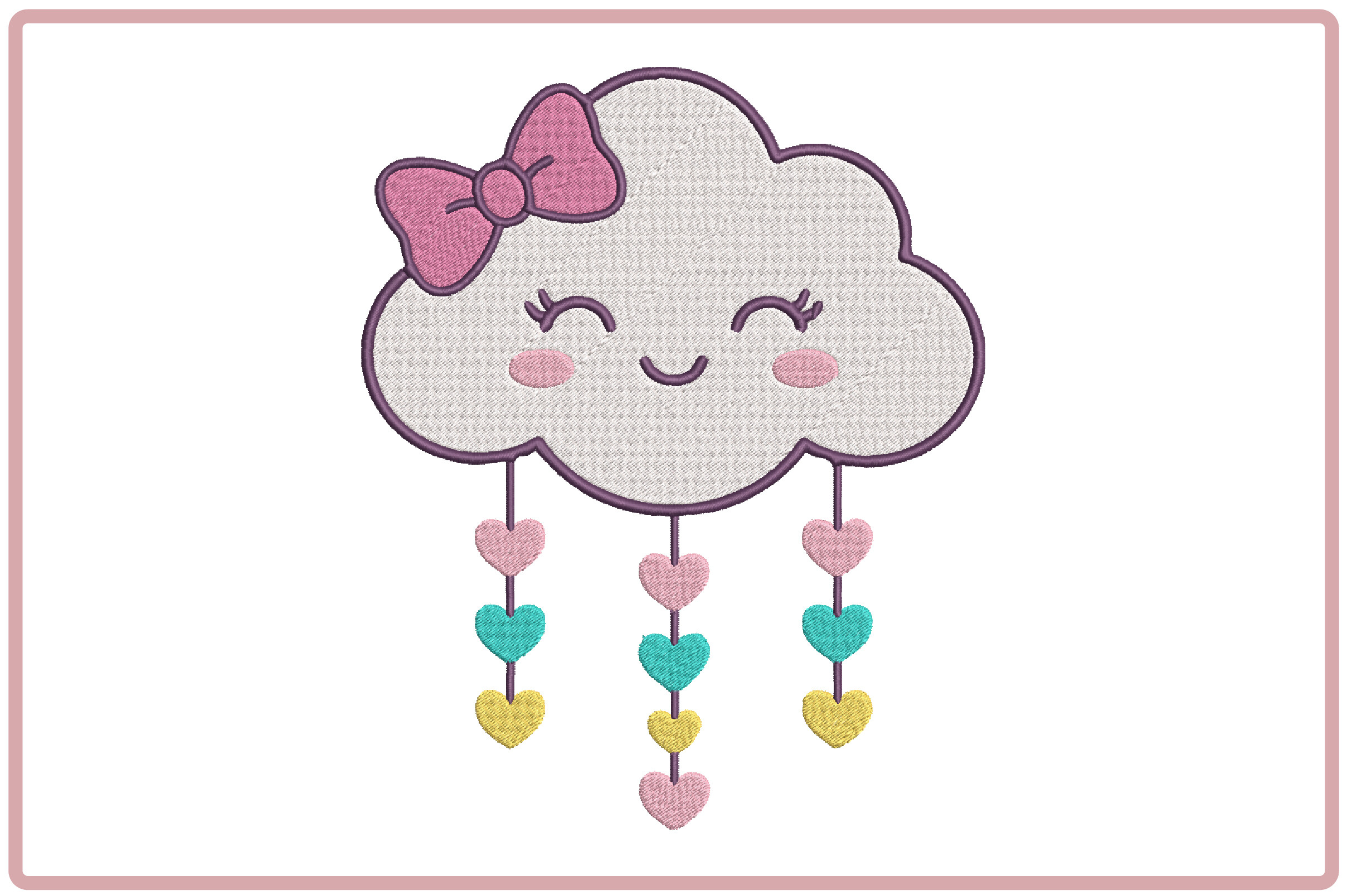 Kawaii Happy Cloud Embroidery Design