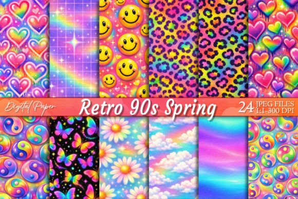 Preview of Retro 90s Spring Y2K Digital Paper