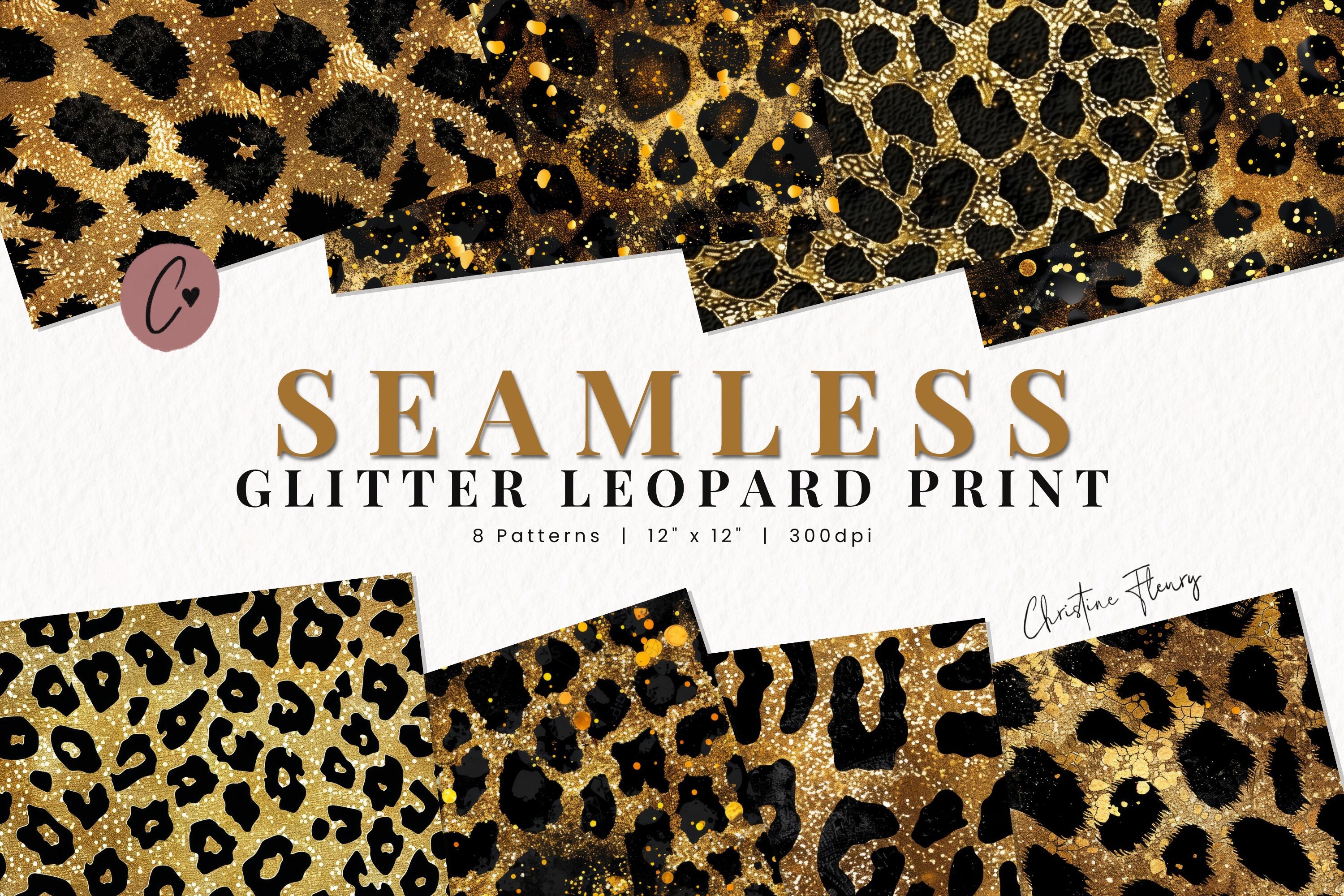 Seamless Glitter Leopard Print Pattern