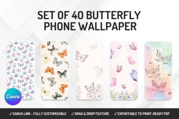 Set of 40 Butterfly Phone Wallpaper