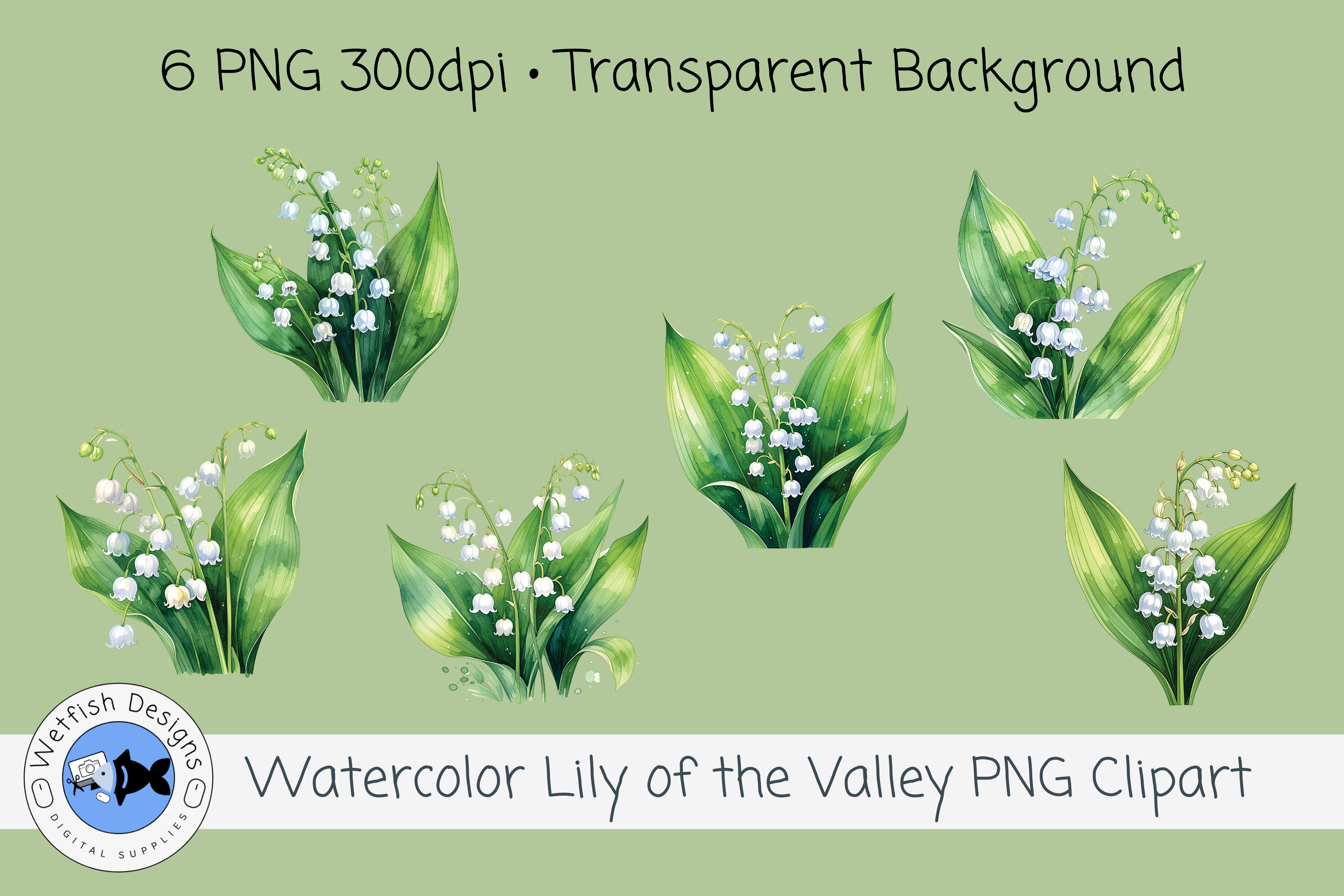 Watercolor Lily of the Valley Clipart 1