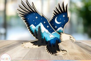 3D Bald Eagle Wood Art Laser Cut File · Creative Fabrica