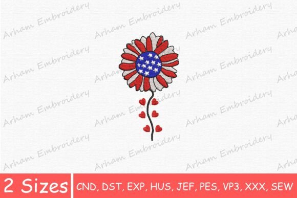American Flag Daisy with Hearts
