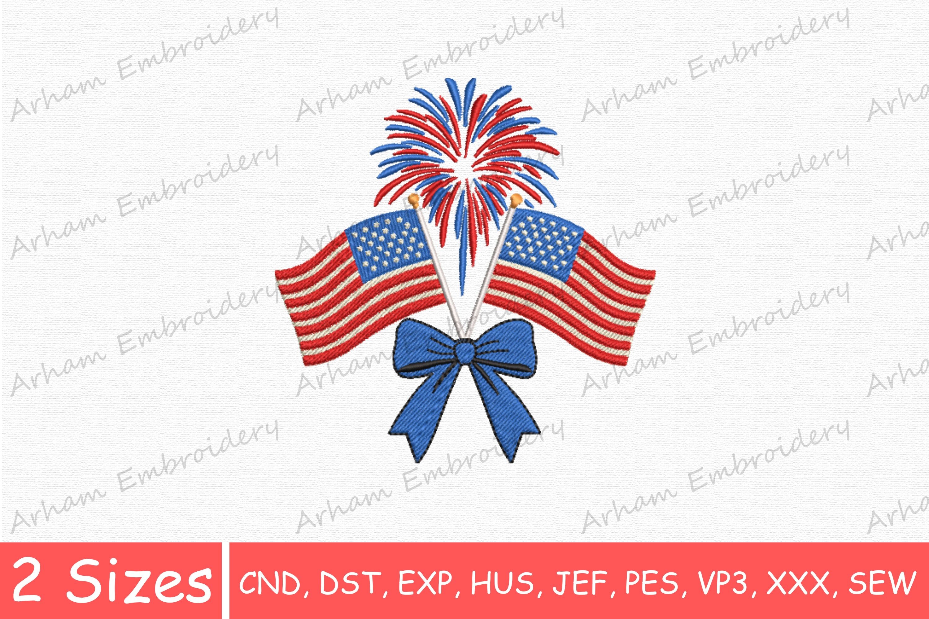 American Flag Fireworks with Bow