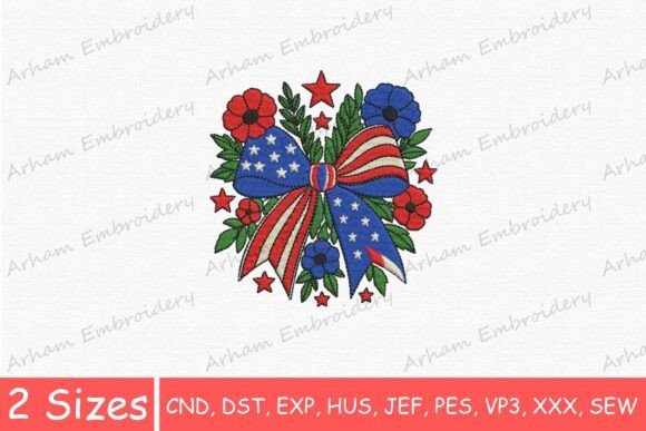 American Flag Ribbon with Flowers