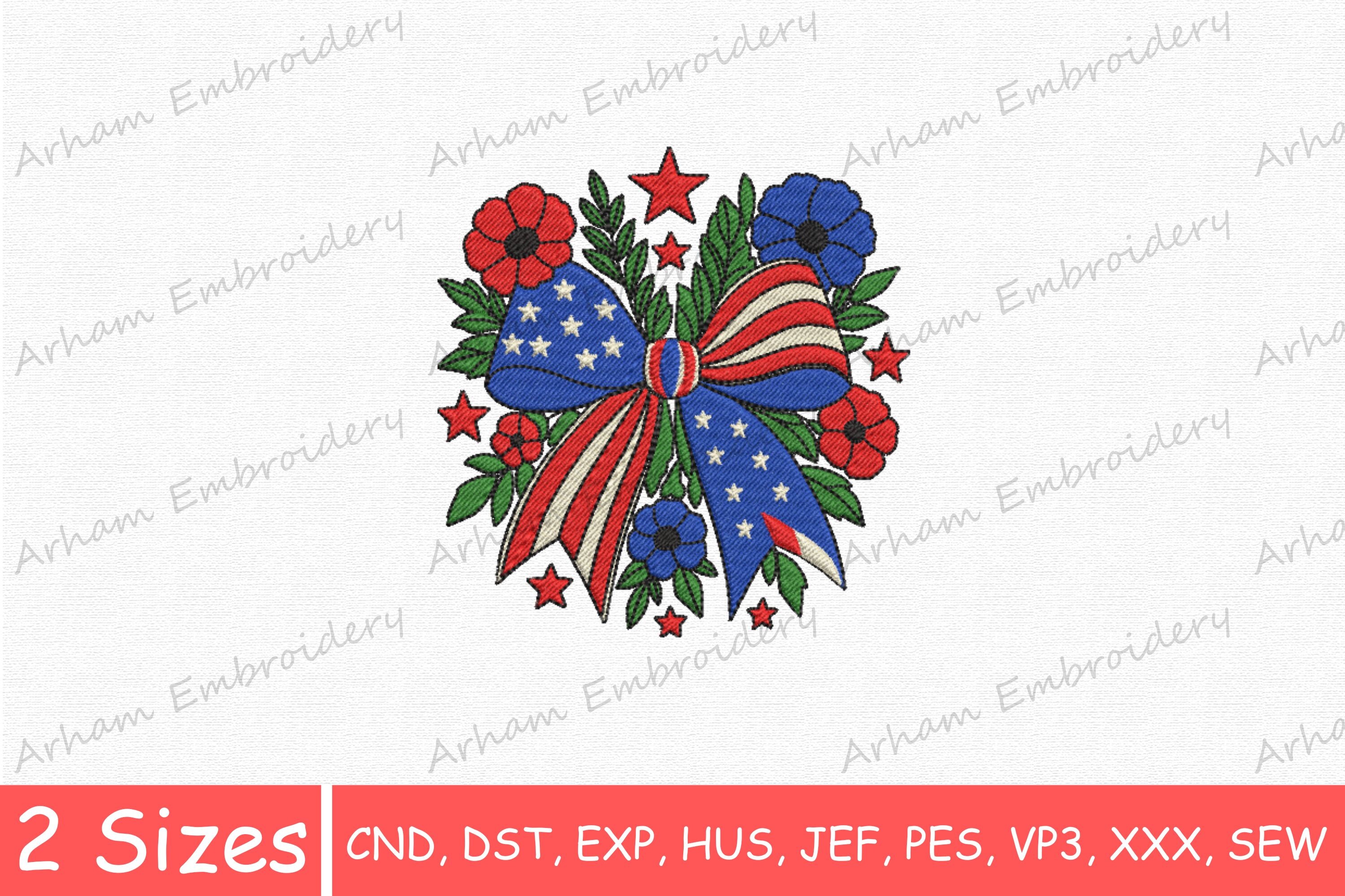 American Flag Ribbon with Flowers