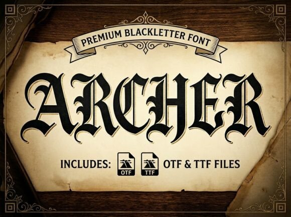 Preview specimen of Archer blackletter font