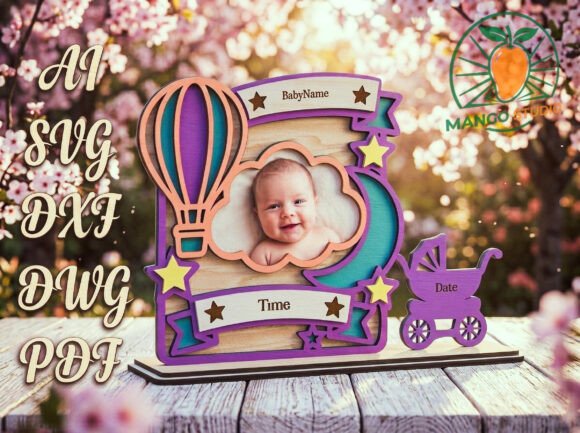 3D Baby Photo Frame Laser Cut File · Creative Fabrica