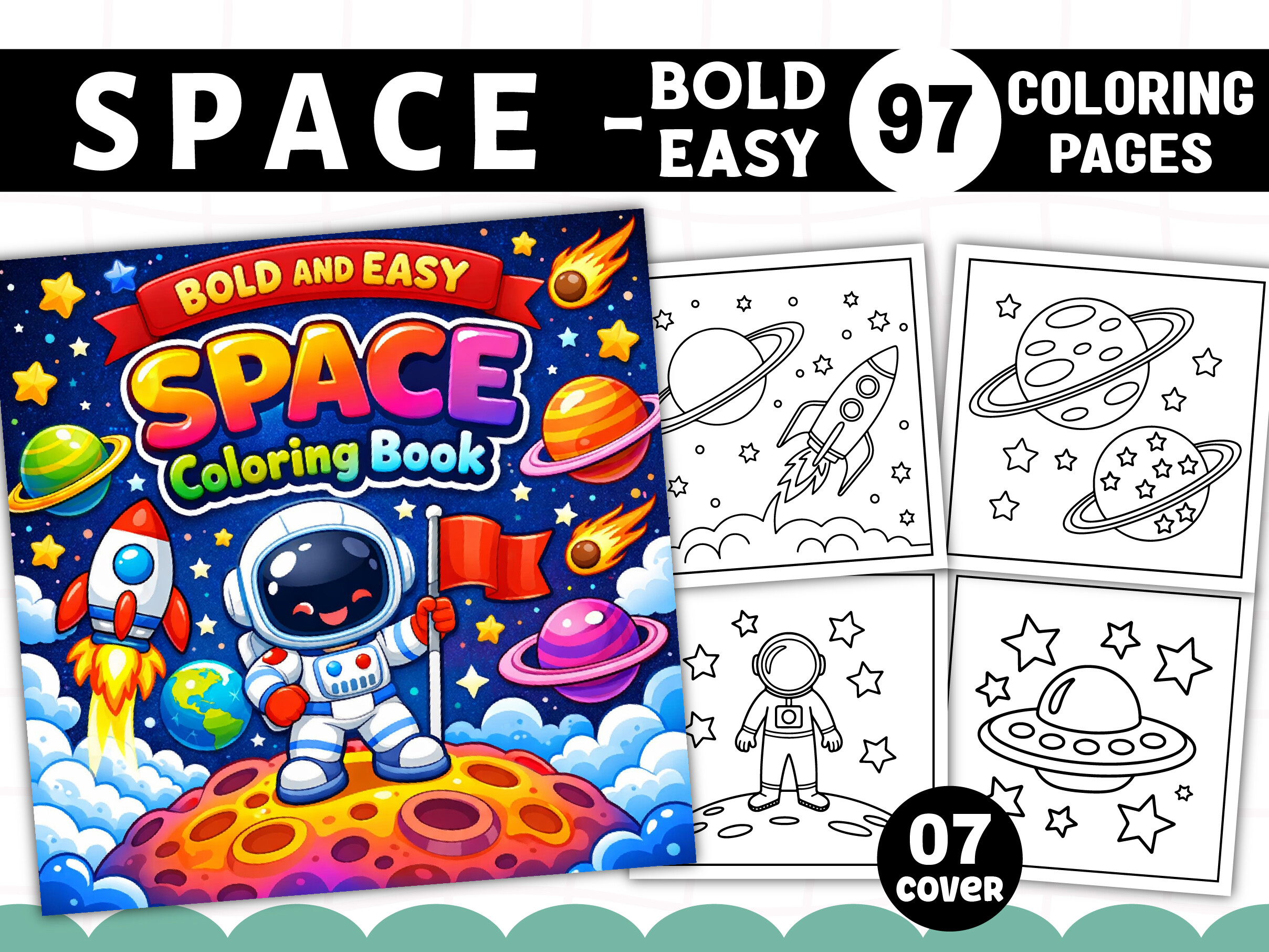 Bold and Easy Space Coloring Pages