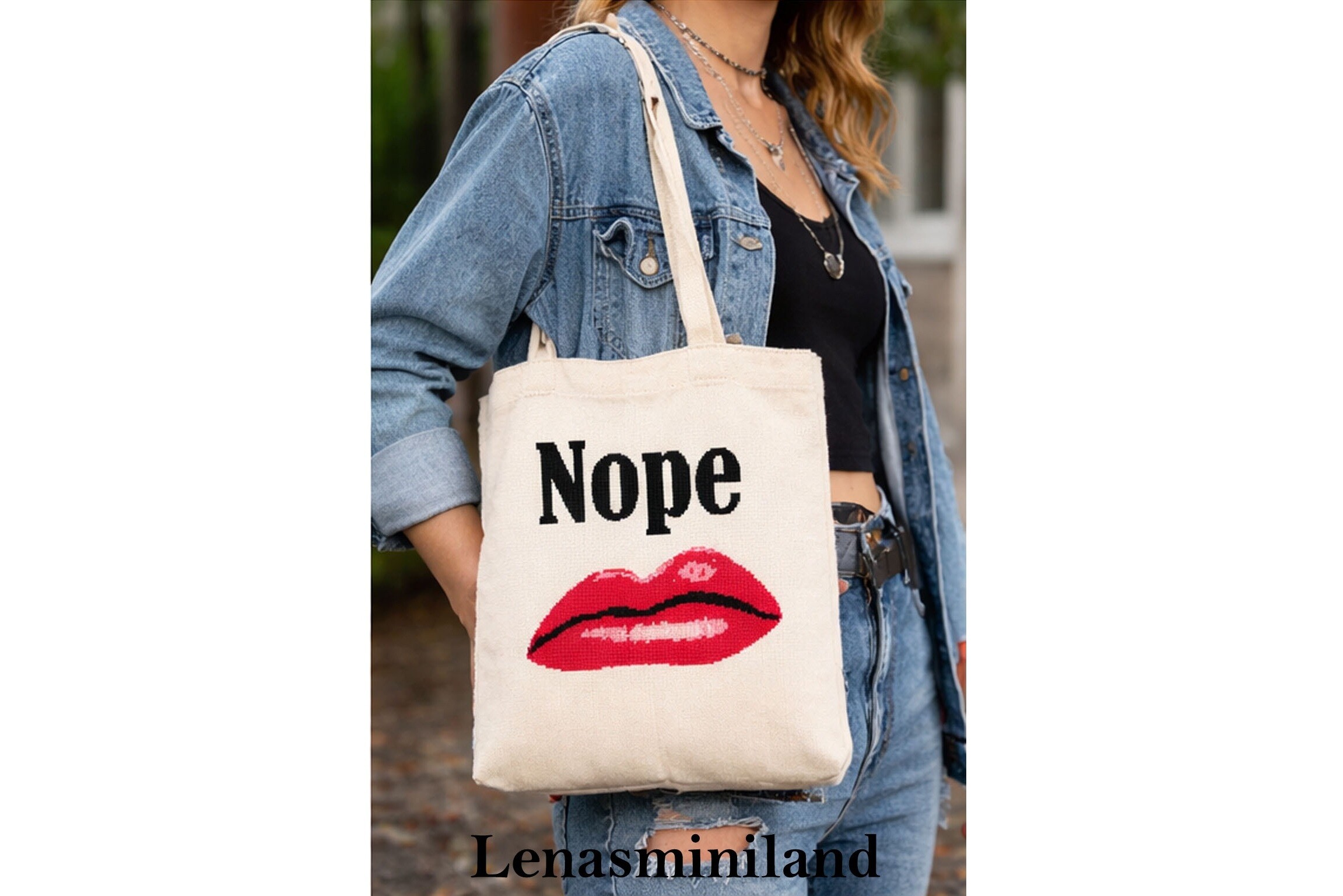 Cross Stitch Nope Lips Pattern