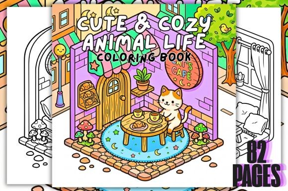 Cute Cozy Animal Life Coloring Book