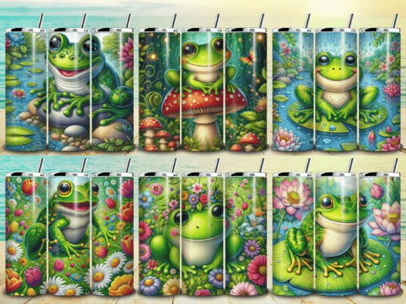 Cute Frog Tumbler Wrap Bundle