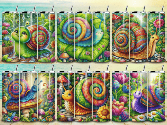 Cute Garden Snails Tumbler Wrap Bundle